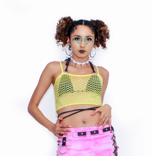 Yellow mesh top 💛